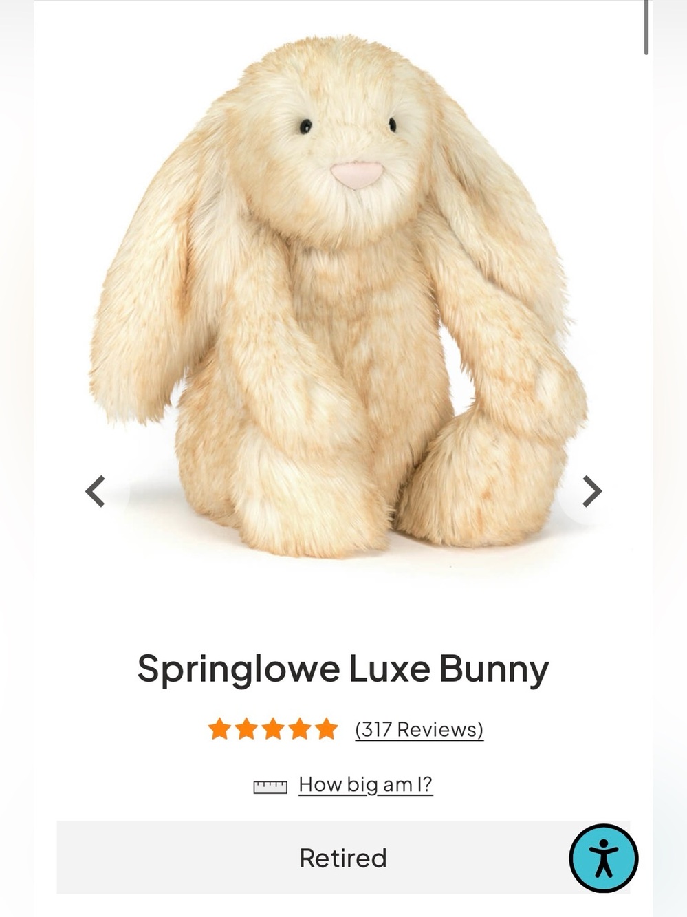Big Jellycat Springlow Luxe bunny BNWT RETIRED